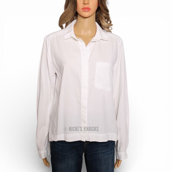 Anthropologie Cloth & Stone White Tencel Button Down Shirt Blouse Braided Size M - Picture 2 of 10